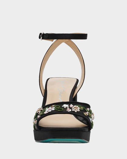 KIRRA BLACK Platform Strappy Square-Toe Block Heel | Betsey Johnson Classic