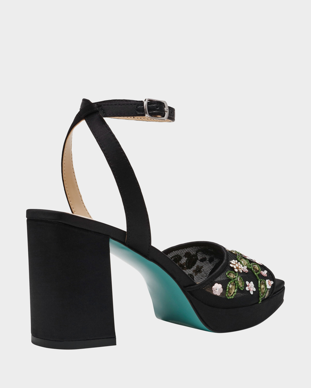 KIRRA BLACK Platform Strappy Square-Toe Block Heel | Betsey Johnson Classic