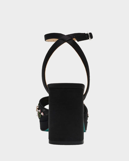 KIRRA BLACK Platform Strappy Square-Toe Block Heel | Betsey Johnson Classic