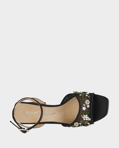 KIRRA BLACK Platform Strappy Square-Toe Block Heel | Betsey Johnson Classic
