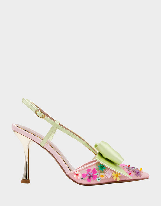 MELISA PINK MULTI Women's Floral Bow Stiletto Heel | Betsey Johnson Hot Sale