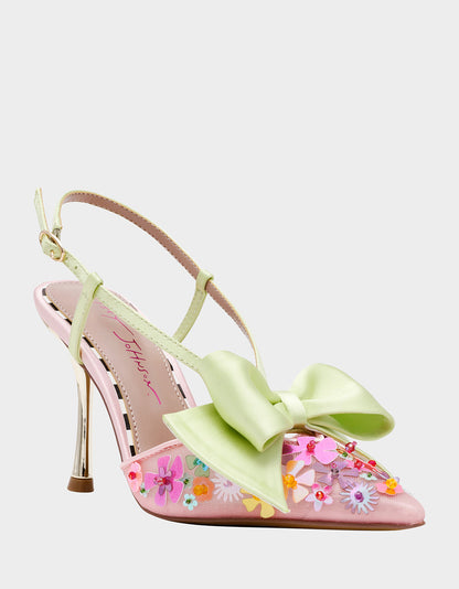 MELISA PINK MULTI Women's Floral Bow Stiletto Heel | Betsey Johnson Hot Sale
