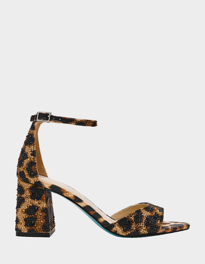 KAMI LEOPARD Block Heel Open Toe Women's Heel | Betsey Johnson Sale