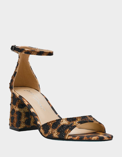 KAMI LEOPARD Block Heel Open Toe Women's Heel | Betsey Johnson Sale