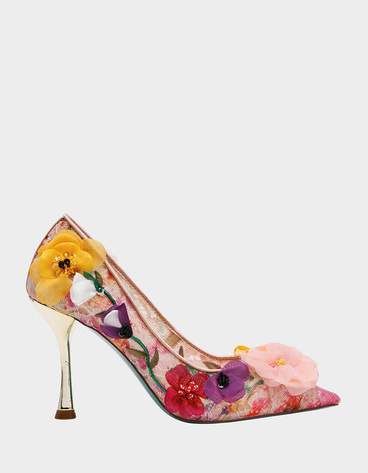 DARCY NUDE MULTI Women's High Stiletto Heel Floral Embellishments | Betsey Johnson Recommended