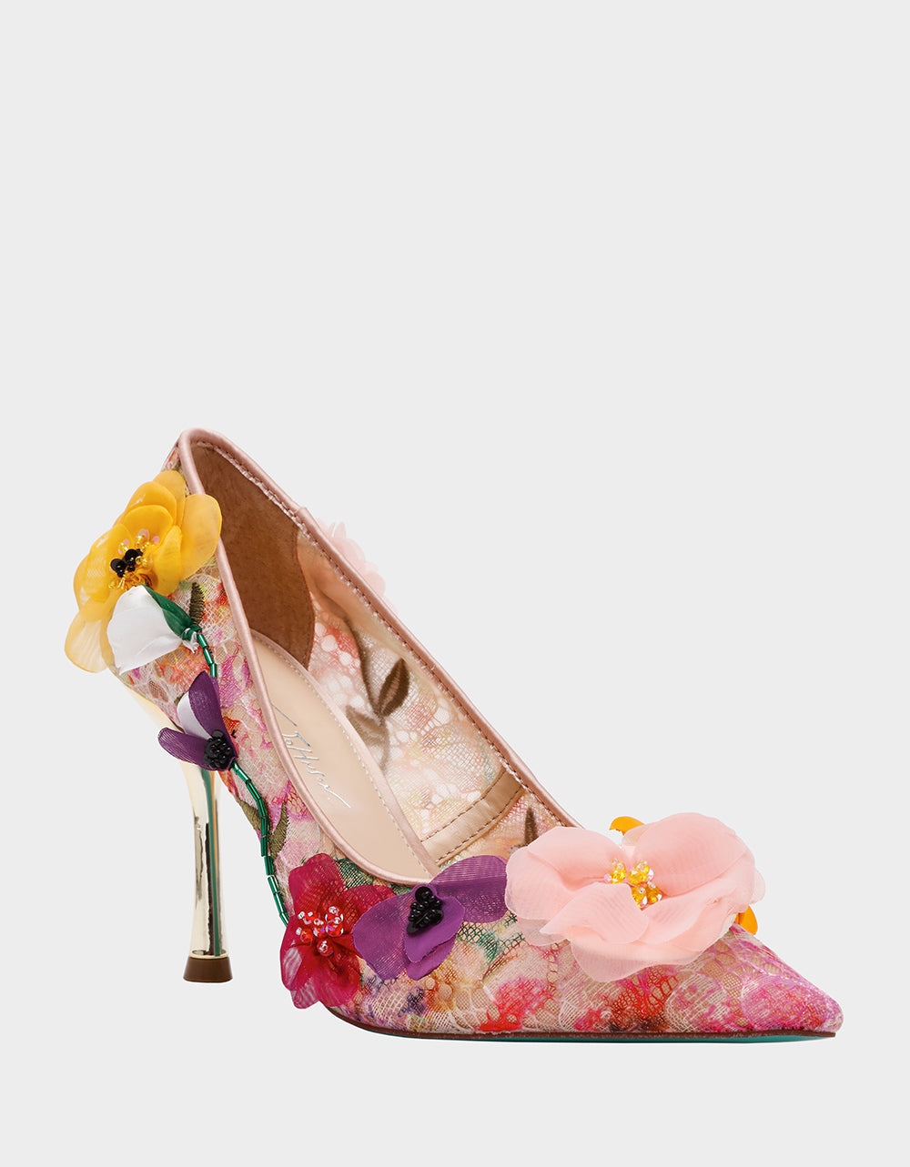 DARCY NUDE MULTI Women's High Stiletto Heel Floral Embellishments | Betsey Johnson Recommended
