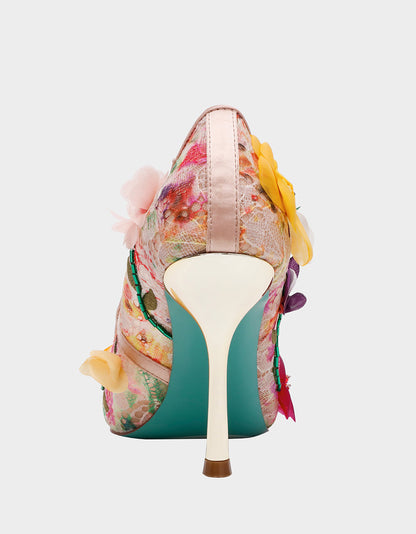 DARCY NUDE MULTI Women's High Stiletto Heel Floral Embellishments | Betsey Johnson Recommended