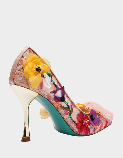 DARCY NUDE MULTI Women's High Stiletto Heel Floral Embellishments | Betsey Johnson Recommended