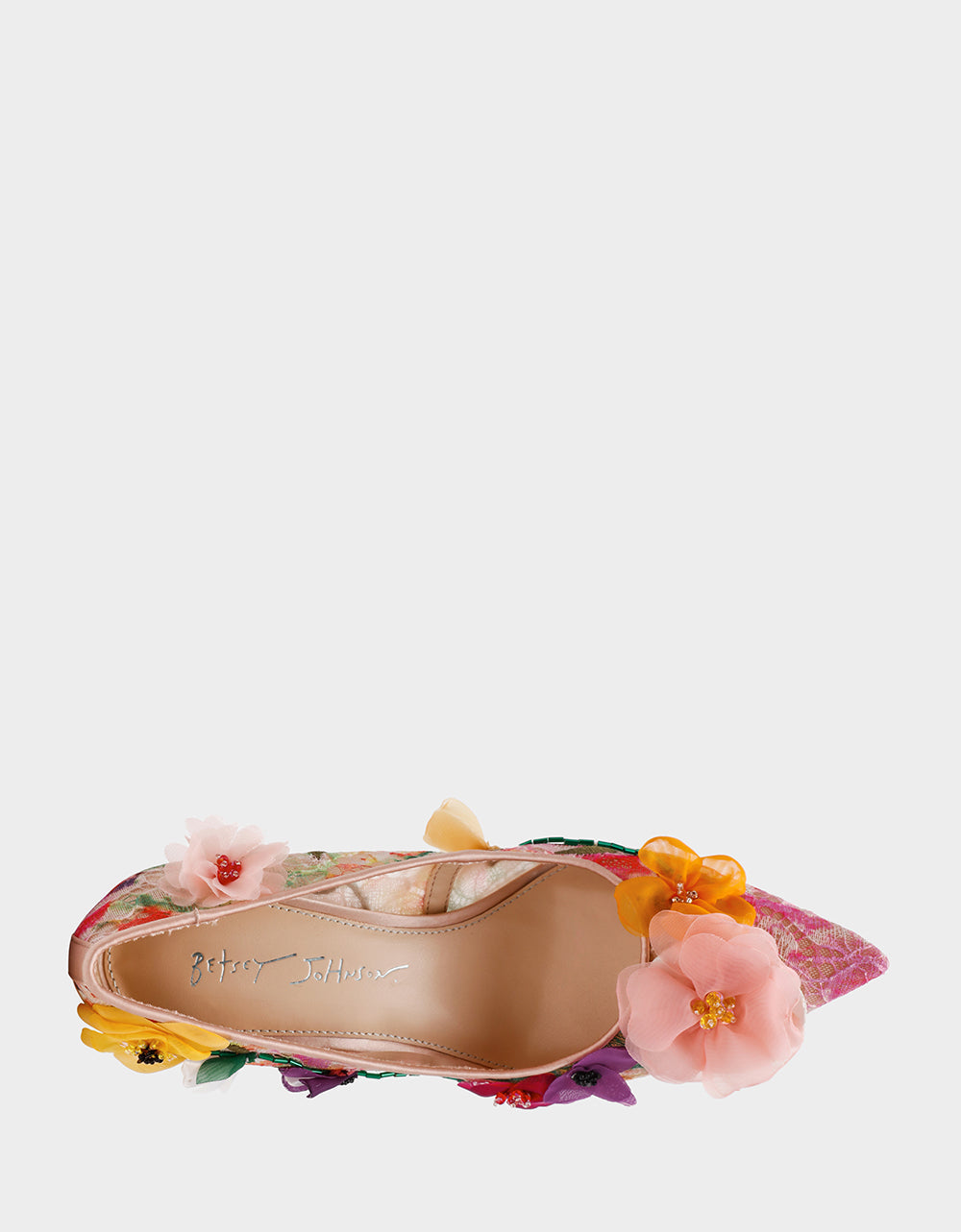 DARCY NUDE MULTI Women's High Stiletto Heel Floral Embellishments | Betsey Johnson Recommended