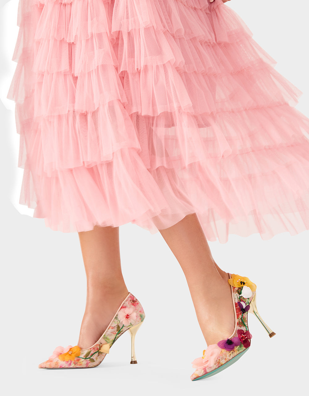 DARCY NUDE MULTI Women's High Stiletto Heel Floral Embellishments | Betsey Johnson Recommended