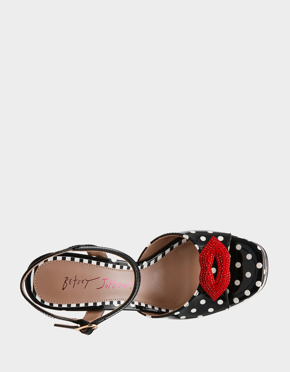 ALLYSON WHITE BLACK POLKA DOT Women's Platform Sandal Heels | Betsey Johnson Essential