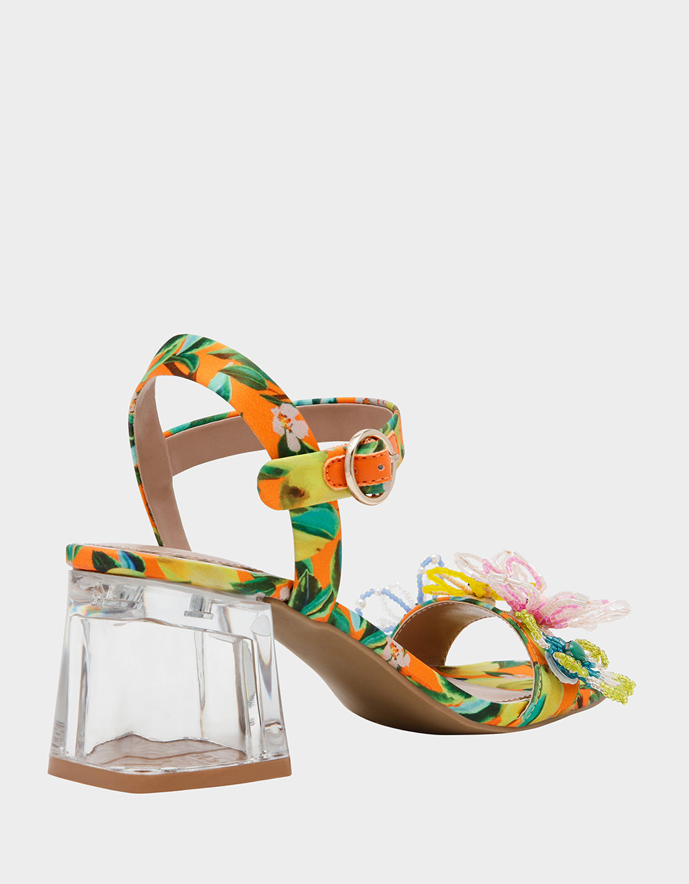 CINTHIA YELLOW MULTI Strappy Block Heel | Betsey Johnson Latest