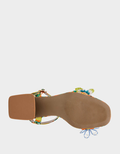 CINTHIA YELLOW MULTI Strappy Block Heel | Betsey Johnson Latest
