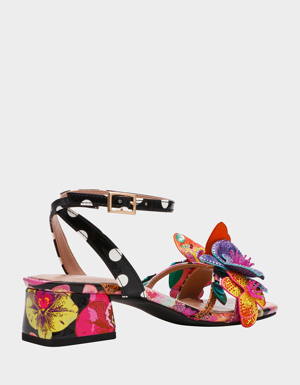 MARANDA BLACK MULTI Women's Block Floral Low Heel | Betsey Johnson Best Seller