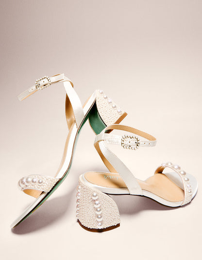 TINA IVORY Pearl Block Heel Sandal | Betsey Johnson Special Offer