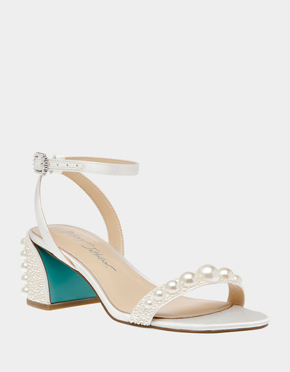 TINA IVORY Pearl Block Heel Sandal | Betsey Johnson Special Offer