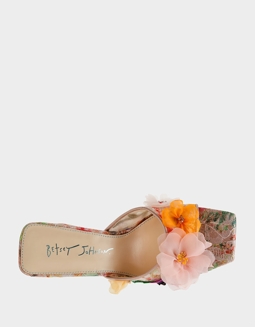 HEATH NUDE MULTI Women's Slip On Block Mule Floral Heel | Betsey Johnson Best Price