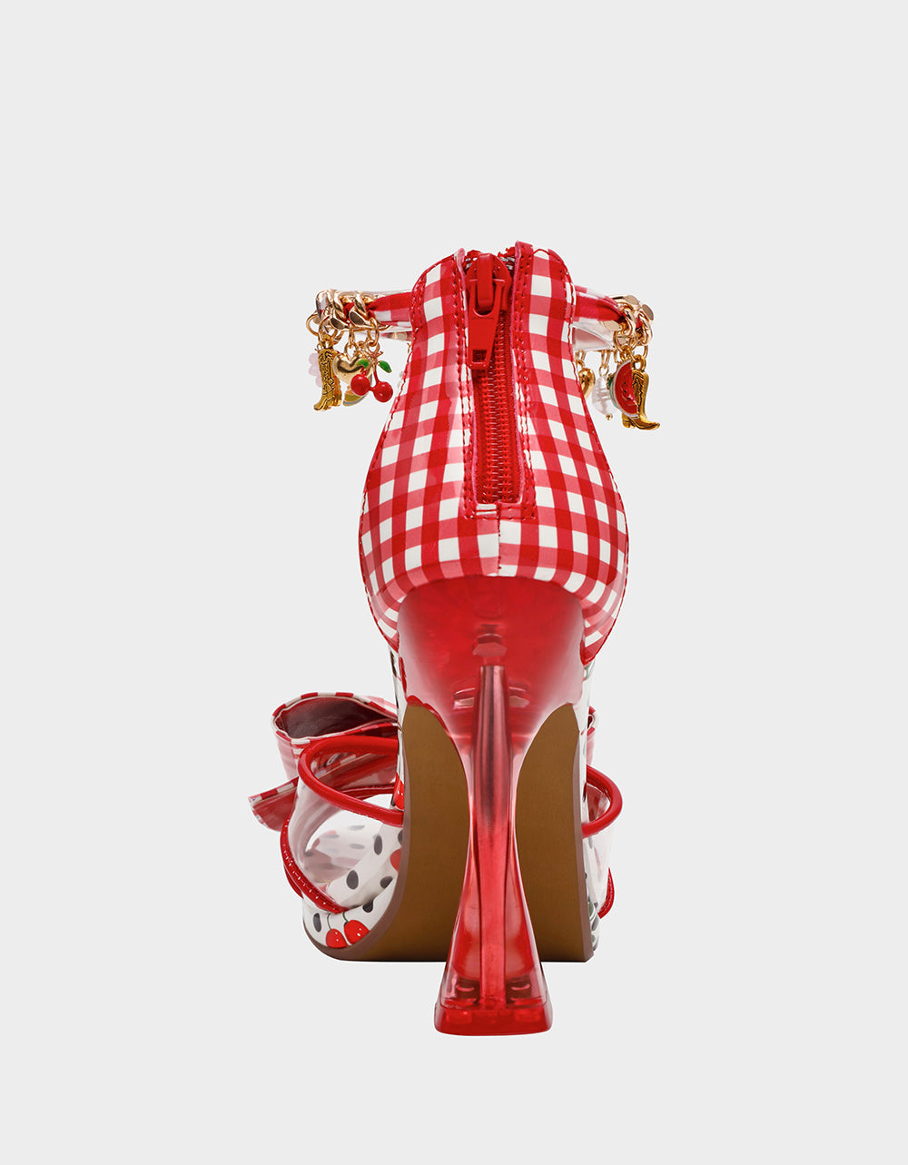 MARGRET RED MULTI Women's Strappy Square-Toe Charm Heel | Betsey Johnson Recommended