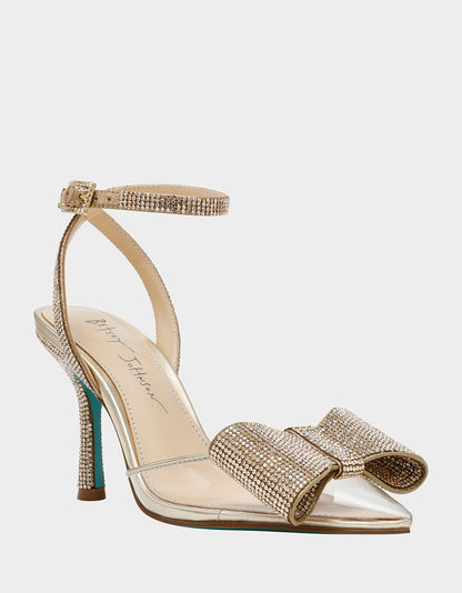 HART LIGHT GOLD Bow Heels | Betsey Johnson New