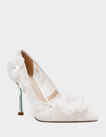 DARCY IVORY Women's High Stiletto Heel Floral Embellishments | Betsey Johnson Great Value