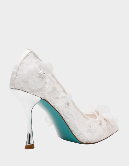 DARCY IVORY Women's High Stiletto Heel Floral Embellishments | Betsey Johnson Great Value