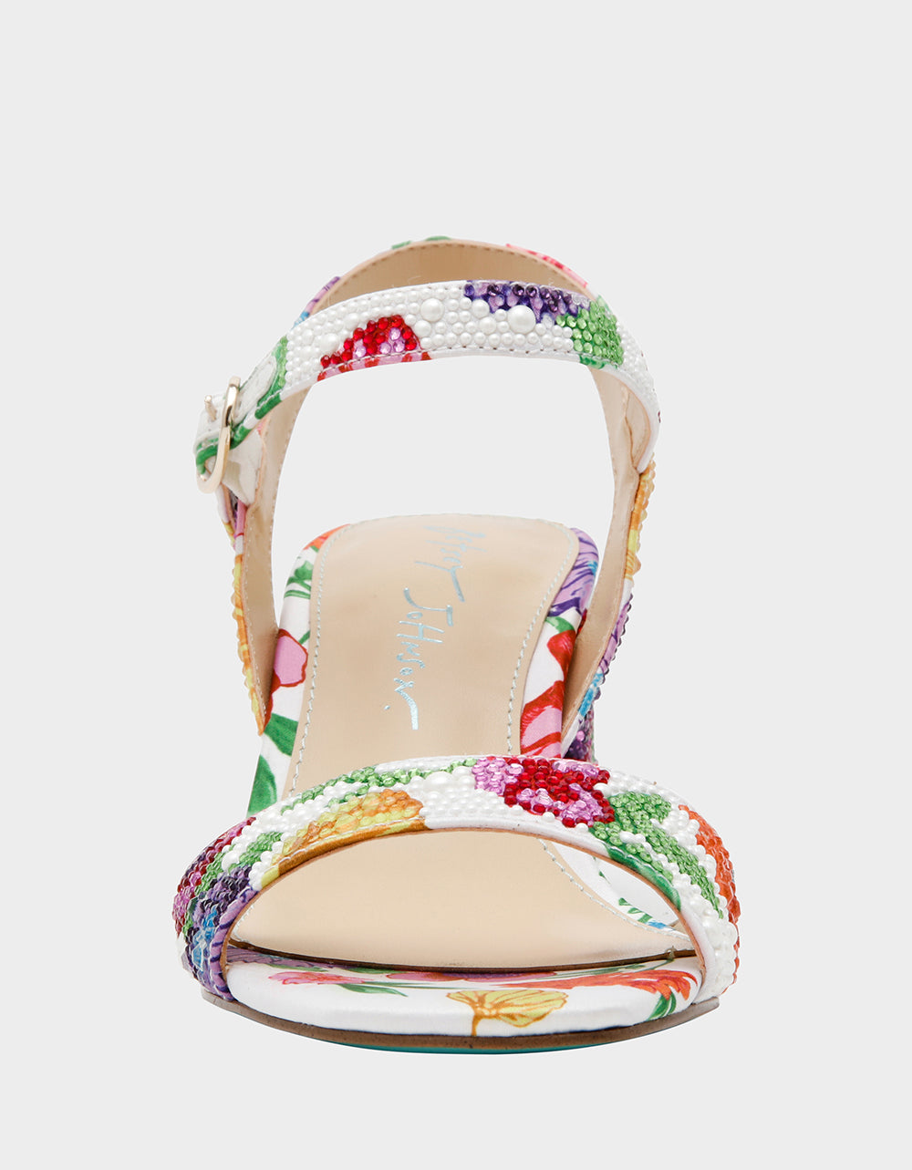 TAMY BRIGHT MULTI Women's Floral Block Heel Sandal | Betsey Johnson Signature