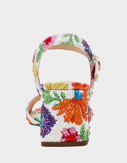 TAMY BRIGHT MULTI Women's Floral Block Heel Sandal | Betsey Johnson Signature