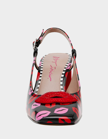 ASHHLEY MULTI LIPS Square-Toe Slingback Women's Heel | Betsey Johnson Essential