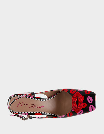 ASHHLEY MULTI LIPS Square-Toe Slingback Women's Heel | Betsey Johnson Essential
