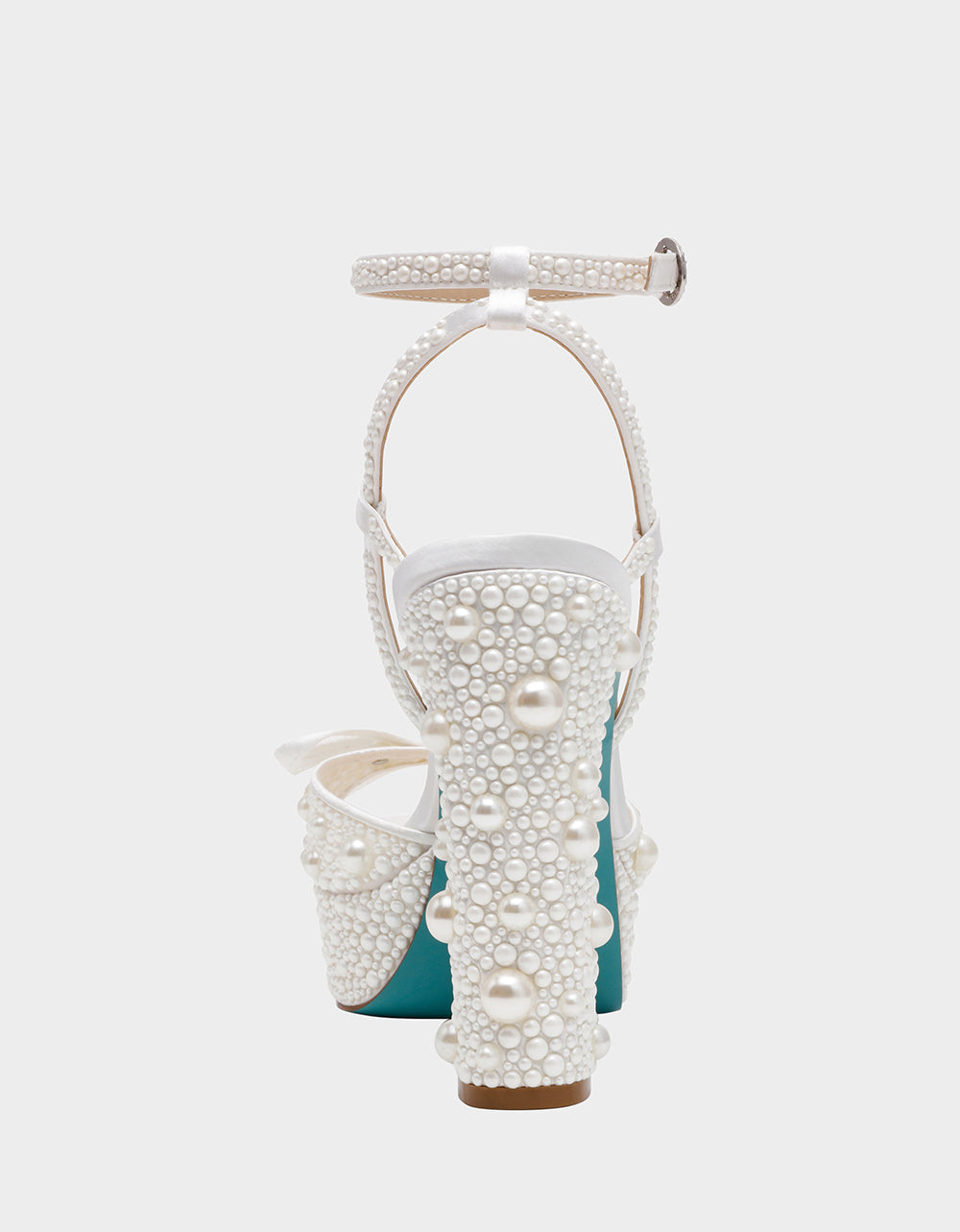 ENOLA PEARL Women's Strappy Block Heel Square-Toe Platform Pearl Embellished Women's Heel | Betsey Johnson Recommended