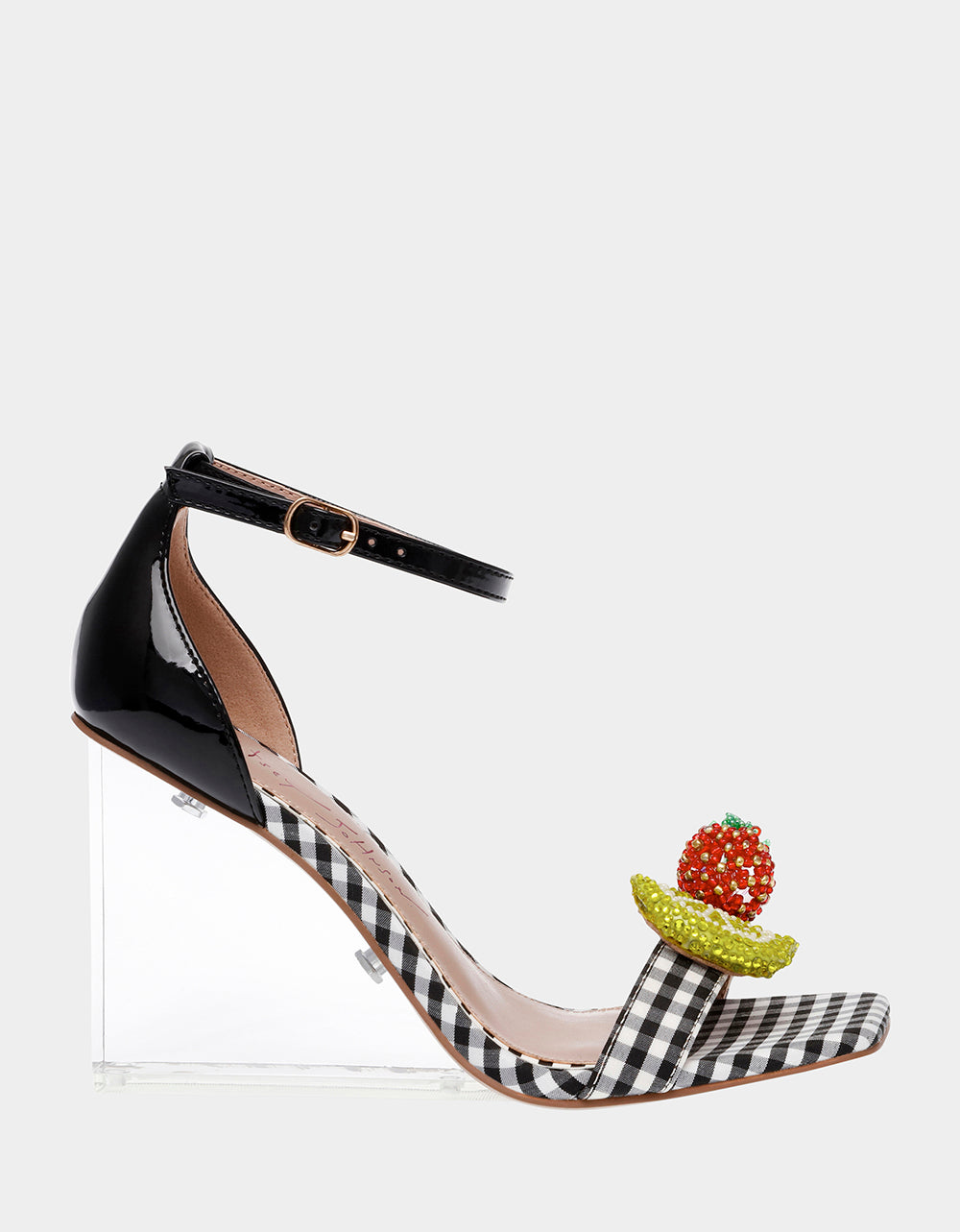 HARLEN BLACK MULTI Gingham Sandal | Betsey Johnson Value