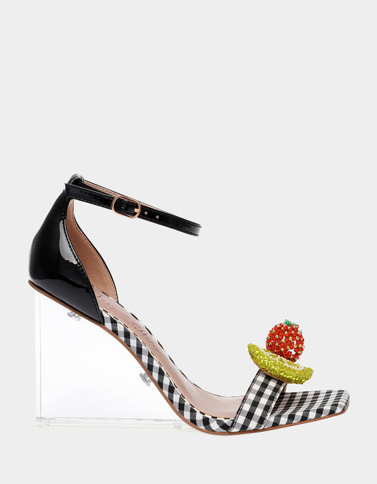 HARLEN BLACK MULTI Gingham Sandal | Betsey Johnson Value