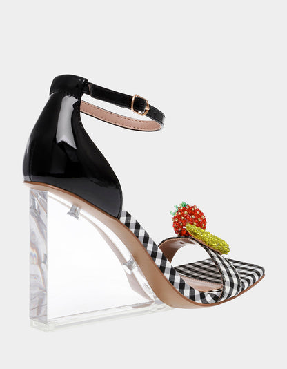 HARLEN BLACK MULTI Gingham Sandal | Betsey Johnson Value