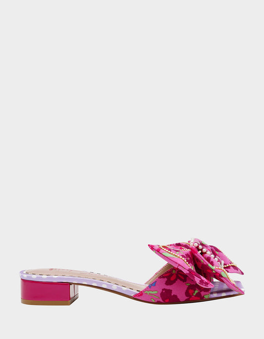 GARNET PINK FLORAL Square-Toe Mule Block Heel | Betsey Johnson Exclusive