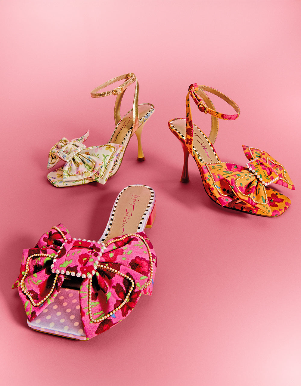 GARNET PINK FLORAL Square-Toe Mule Block Heel | Betsey Johnson Exclusive