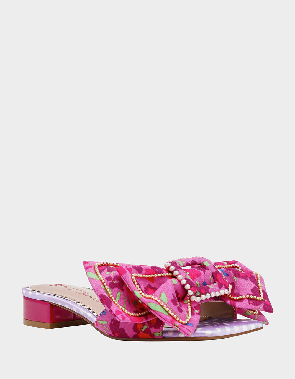 GARNET PINK FLORAL Square-Toe Mule Block Heel | Betsey Johnson Exclusive