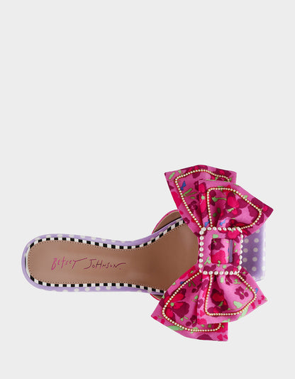 GARNET PINK FLORAL Square-Toe Mule Block Heel | Betsey Johnson Exclusive