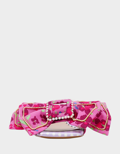 GARNET PINK FLORAL Square-Toe Mule Block Heel | Betsey Johnson Exclusive