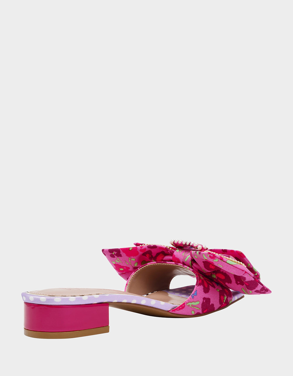 GARNET PINK FLORAL Square-Toe Mule Block Heel | Betsey Johnson Exclusive