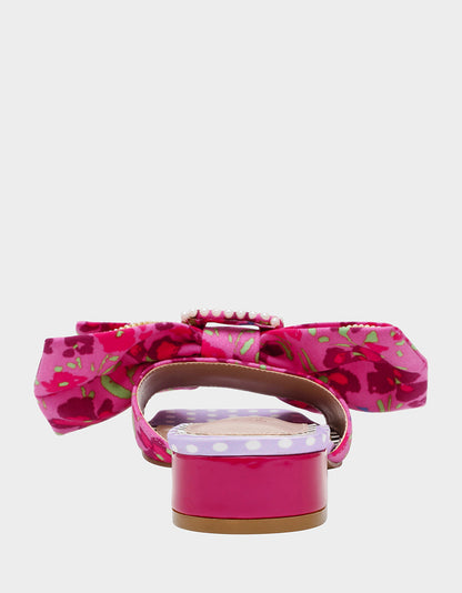 GARNET PINK FLORAL Square-Toe Mule Block Heel | Betsey Johnson Exclusive