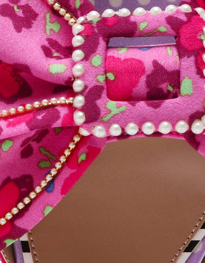 GARNET PINK FLORAL Square-Toe Mule Block Heel | Betsey Johnson Exclusive