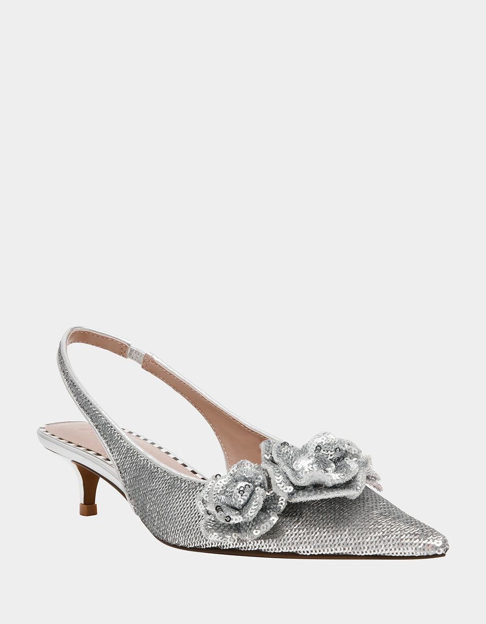AURORRA SILVER Sequins Kitten Heel | Betsey Johnson Best Seller