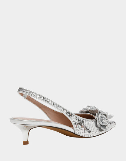 AURORRA SILVER Sequins Kitten Heel | Betsey Johnson Best Seller