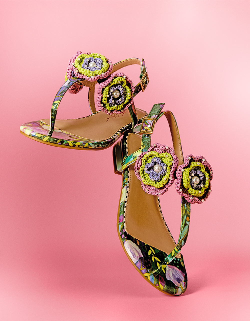 CINDII BRIGHT MULTI T-Strap Flat Thong Sandal | Betsey Johnson Discount