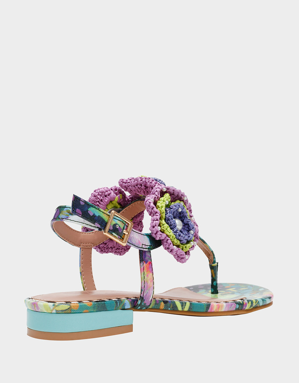 CINDII BRIGHT MULTI T-Strap Flat Thong Sandal | Betsey Johnson Discount