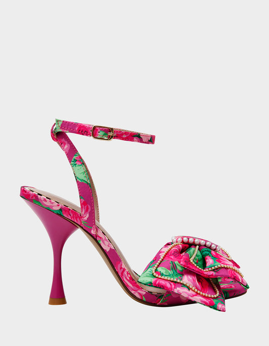 DENLY FUCHSIA FLORAL Square-Toe Strappy Heel | Betsey Johnson Trusted