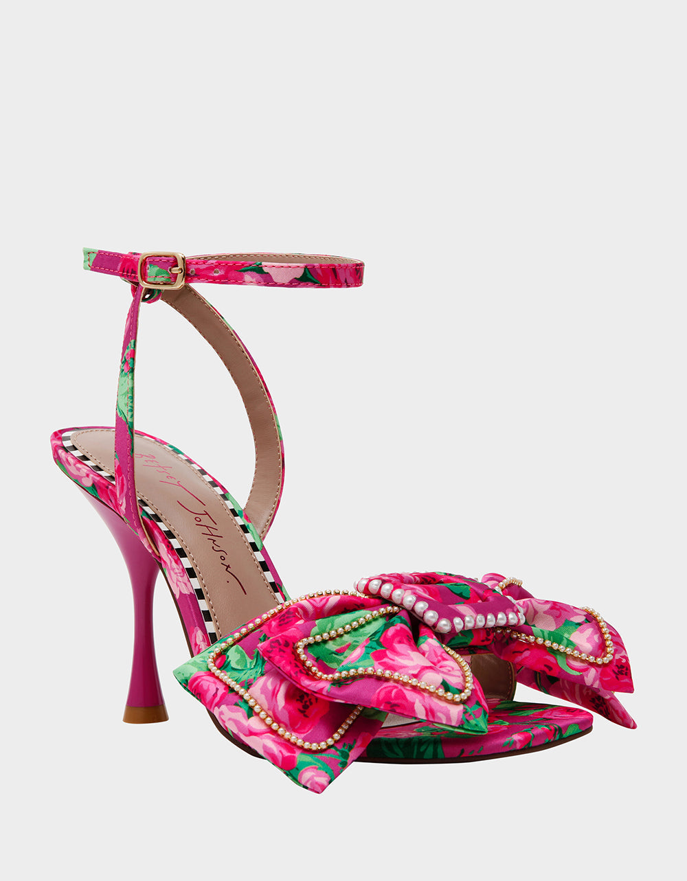 DENLY FUCHSIA FLORAL Square-Toe Strappy Heel | Betsey Johnson Trusted
