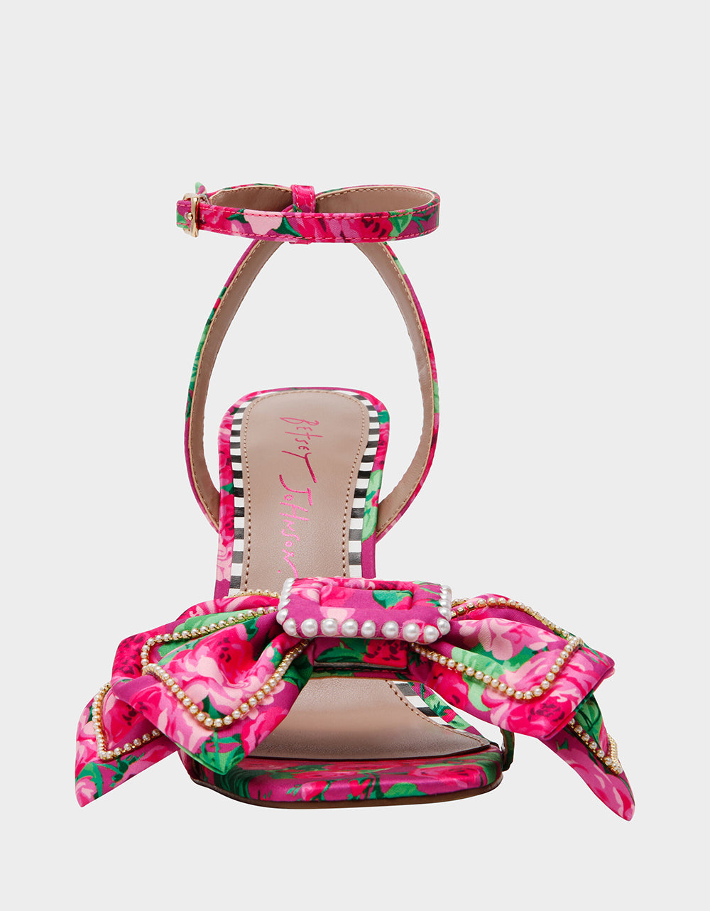 DENLY FUCHSIA FLORAL Square-Toe Strappy Heel | Betsey Johnson Trusted