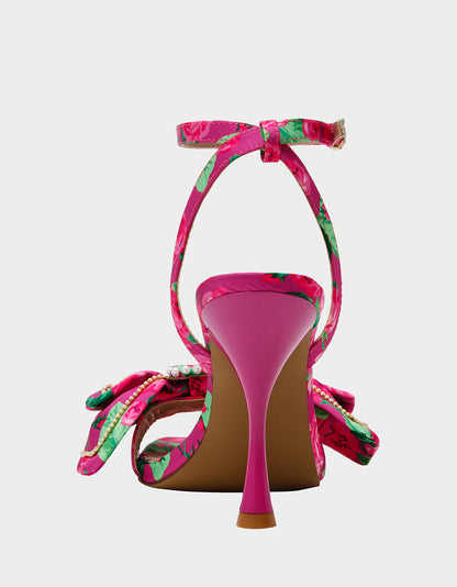 DENLY FUCHSIA FLORAL Square-Toe Strappy Heel | Betsey Johnson Trusted