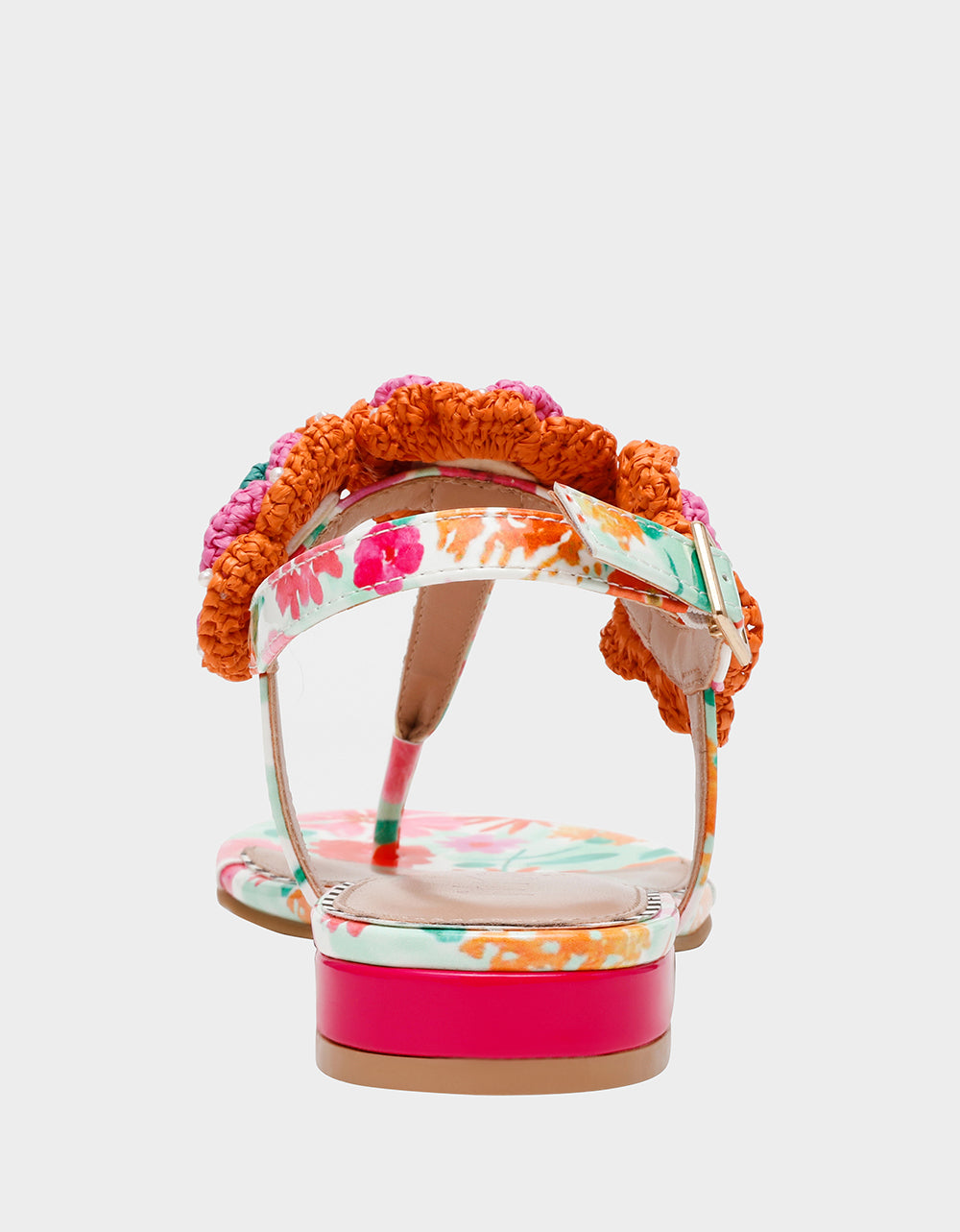 CINDII WHITE MULTI T-Strap Flat Thong Sandal | Betsey Johnson Premium